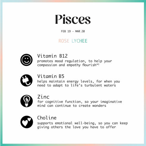(12-Pack, Hydrology Zodiac Water - Pisces Rose Lychee - Organically Flavored Social Sparkling Water with unique