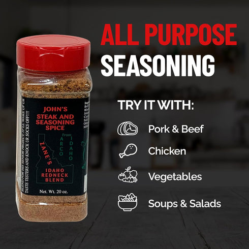20 oz Johns Steak and Seasoning Spice, Spicy Steak Seasoning, Medium Heat Seasoning Blend For Pork Chops, Burgers