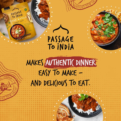 Simmer 20 (375g) Passage to India Ready to Eat Meals - Tikka Masala Sauce - Authentic Indian Food - Prepared Meals