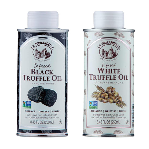 La Tourangelle White Truffle Oil & Black Truffle Oil Set, Complex Gourmet Earthy Flavor,