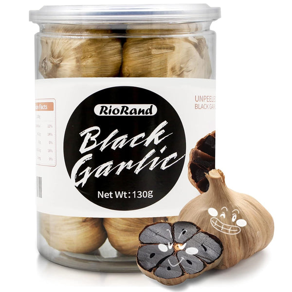 RioRand Whole Black Garlic Jar, 130g Aged for Full 90 Days, 0.28 Pounds