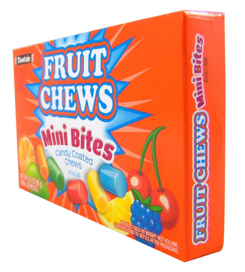 3.5 oz (Pack 3) Fruit Chews Mini Bites Candy Coated Chews Movie Theater Box