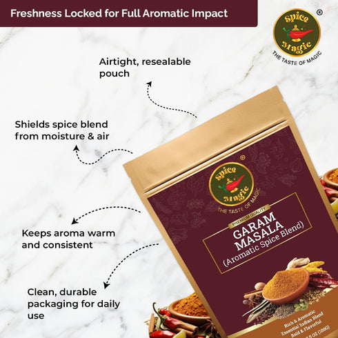 3.5 oz (100 Spice Magic Garam Masala Powder g) | Premium Indian Spice Blend | All-Natural, Salt-Free, Vegan & Non-GMO