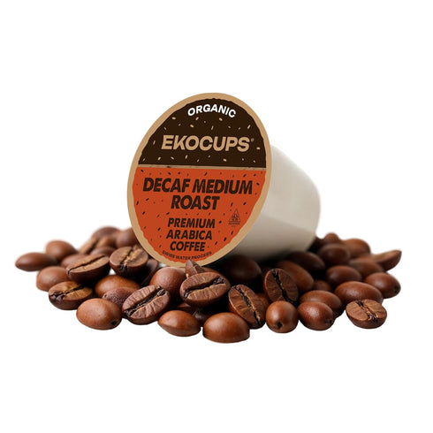 30% 40 Count EKOCUPS Organic Swiss Water Decaf Medium Roast Coffee Pods, More Coffee Per Cup, Fair Trade Decaffeinated
