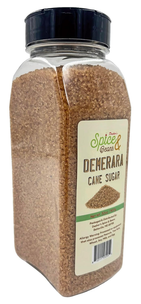 2 lb Demerara Cane Sugar | Raw Cane Sugar Crystals for Coffee, Tea, Baking & Cocktails | Large Golden Sugar Crystals |