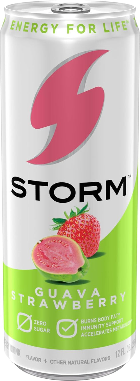 12 Oz (Pack 12) STORM Guava Strawberry, Fitness & Wellness Energy Drink, Fl