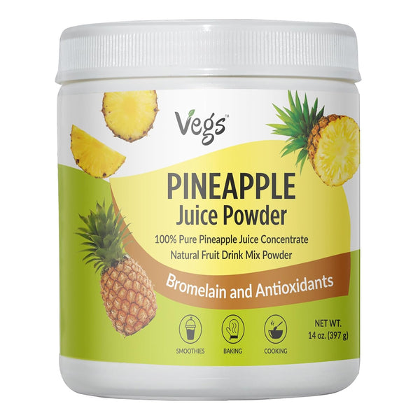 Vegs Pineapple Juice Powder - Freeze Dried Organic Pineapple Powder with Bromelain
