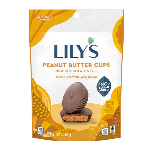 3.2 oz LILY'S Milk Chocolate Style Peanut Butter Cups No Sugar Added, Sweets Bag
