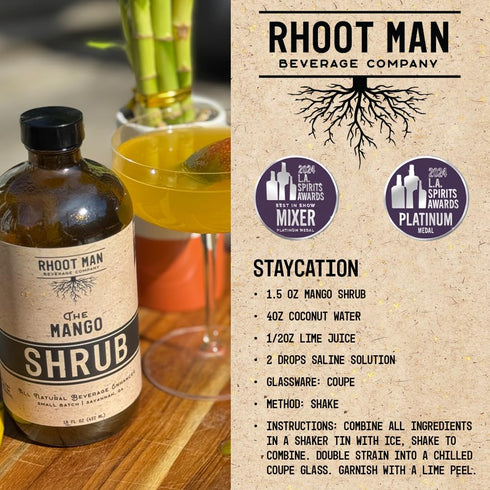 16 oz Rhoot Man Shrub Vinegar Beverage Syrup, Cocktail/Mocktail Enhancer, All Natural, Small Batch, Non-Alcoholic, Made