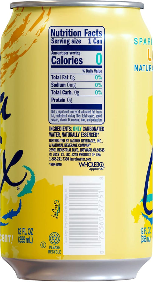 12 Oz, 12 Pack La Croix, Water Sparkling Lemon, Fl