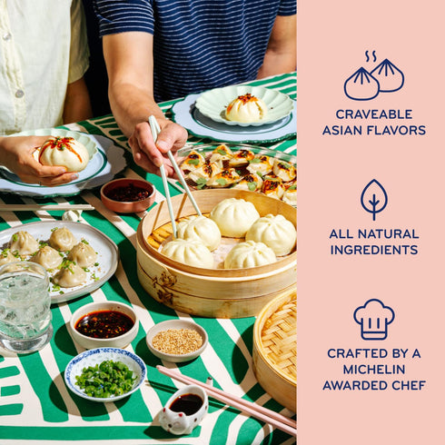 SpicesFrozen (10oz) Laoban DumplingsChinese Style Pork BBQ Bao BunsMade with Berkshire Heritage Pork, Chinese BBQ Meals