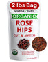 2 lb (32 oz) 100% 95% 140 (Packaging USDA Organic Rose Hips Dried Bulk, Rosehips Cut & Sifted Shells, Seedless