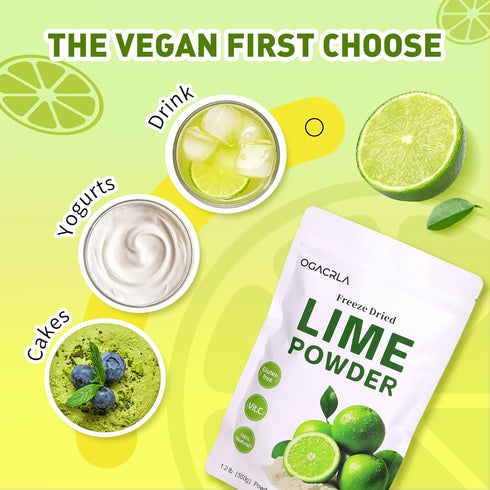 OGACRLA 1.25 lb Lime Powder Freeze-Dried Lime Juice Flavor Rich in Vitamin C | Natural Fruit Powder | No Sugar