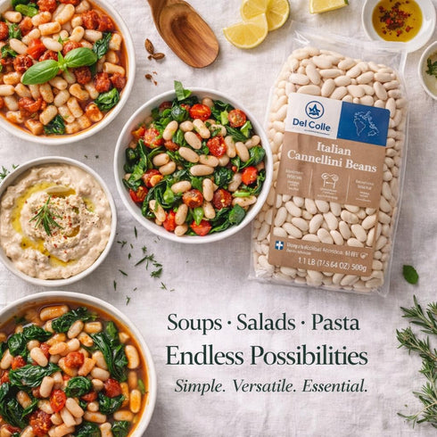 Del Colle 1.1 lb (500g), (Pack 1) Italian Cannellini Beans White Kidney Beans, Dried Cannellini Beans, White Beans Dry