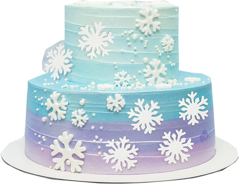 50pcs Snowflake Cake Decorations, Edible Cake Toppers, Snowflake Cupcake Toppers for Winter Cake Decoration