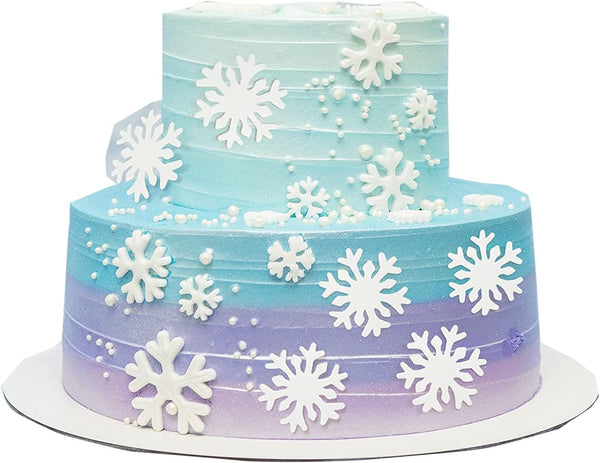 50pcs Snowflake Cake Decorations, Edible Cake Toppers, Snowflake Cupcake Toppers for Winter Cake Decoration