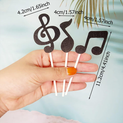 Honbay 48PCS " Glitter Music Notes Cupcake Toppers Musical Symbols Cake Toppers Fruit Dessert Picks Cake Decorations