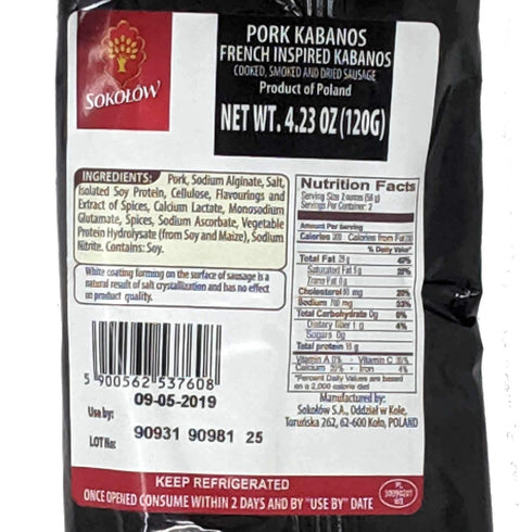 Sokolow Pork Kabanos - Thin French Inspired Kabanosy