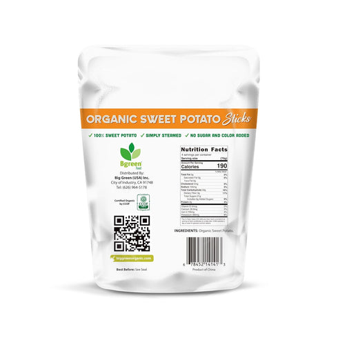 9.8oz (1 Pack, Big Green Organic Food - Organic Sweet Potato Sticks, Healthy Snack, Single Ingredient, Gluten-Free