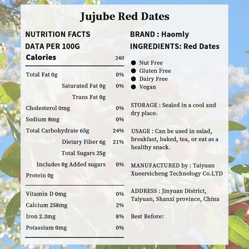 Haomly Date,15.87oz/450g,Natural Jujube Health Snack,Sweet & Chewy & Delicious Dried Dates,Large-size Red Date