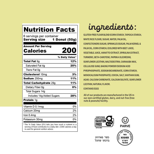 10.5oz (1pk) Katz Gluten Free Chocolate Frosted Sprinkle Donuts. No Artificial Color Free of Soy, Sesame, Dairy
