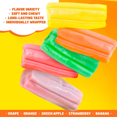 1 lb 5 Fruit Chews Candy Bulk - Individually Wrapped, Retro Candy in Resealable Bag, Assorted Flavors, Soft & Delicious