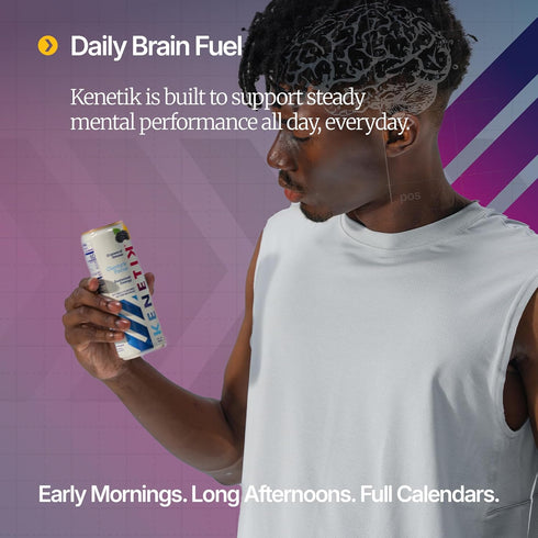 12oz (6-Pack), Kenetik Ketone Focus Drink - Plant-Based D-BHB Bioidentical Ketones for Caffeine-Free Focus & Steady