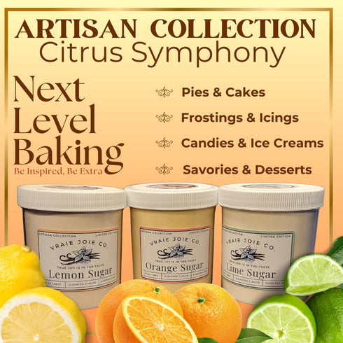 Set 16 Oz (385 Set Lemon, Lime, and Orange Ultra-fine Sugar | Artisan Collection Symphony of Citrus Gourmet Sugar |