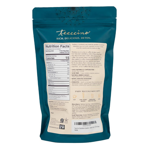 3x 50 Teeccino Dandelion Caramel Nut Tea - Caffeine Free, Roasted Herbal Tea with Prebiotics, More Herbs than Regular