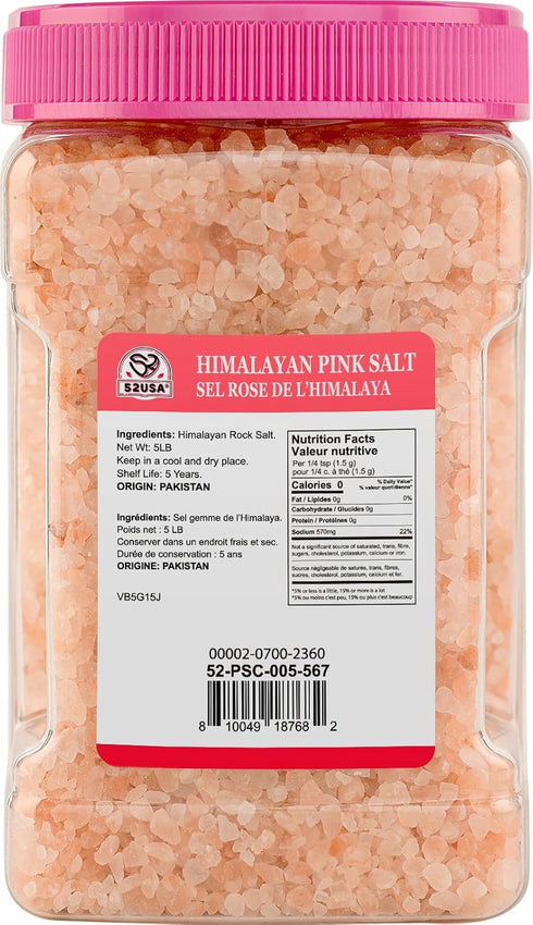 52USA 80oz (5 100% Himalayan Pink Salt Coarse, Pink Salt Coarse for Grinder, Pound), Real, Pure, Unrefined Himalayan