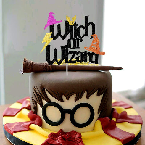 Witch or Wizard Cake Topper, Gender Reveal Baby Shower Party Decorations, Potter Inspired Cake Decor