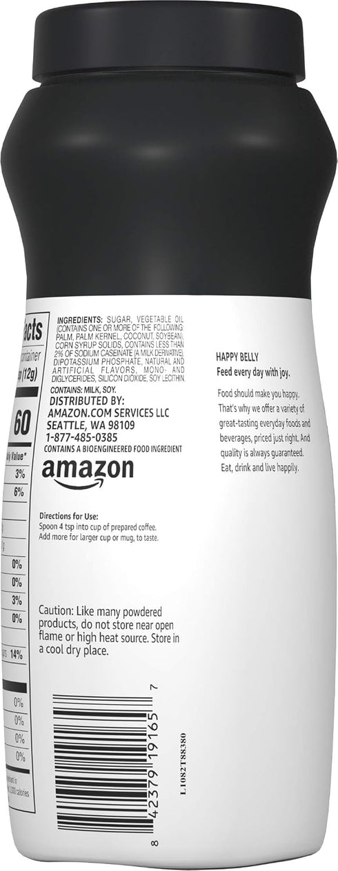 15 (Pack 12) Amazon Brand - Happy Belly Powdered Non-dairy French Vanilla Coffee Creamer, ounce