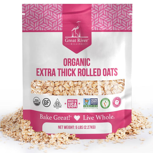 Great River Milling Organic Extra Thick Rolled Oats | Whole Grain, Gluten