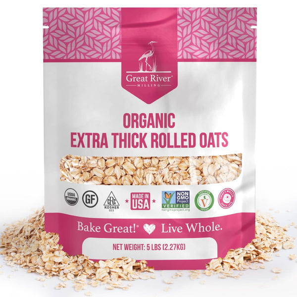 Great River Milling Organic Extra Thick Rolled Oats | Whole Grain, Gluten