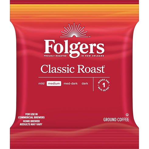 Folgers Classic Roast Medium Roast Ground Coffee, 42-1.5 Ounce Fraction Packets, frac