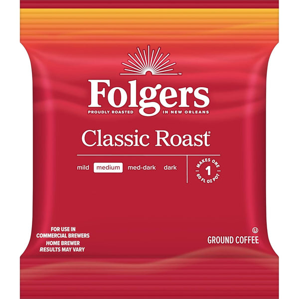 Folgers Classic Roast Medium Roast Ground Coffee, 42-1.5 Ounce Fraction Packets, frac