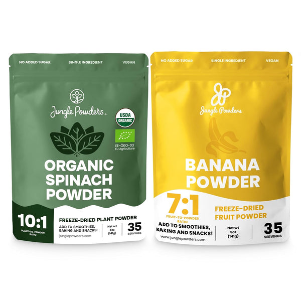 Jungle Powders Organic Spinach Powder 5oz & Banana Powder 5oz Whole Leaf