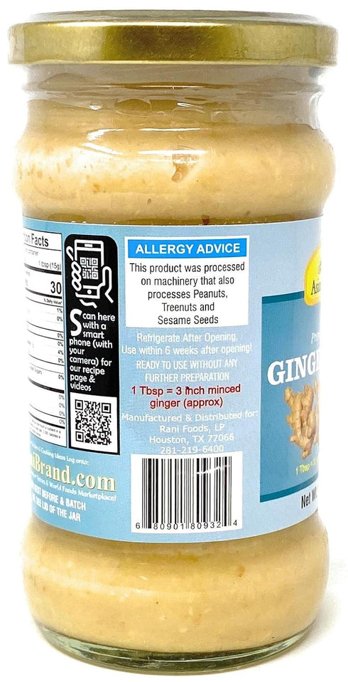 Asian Kitchen Ginger Cooking Paste, 10.5oz (300g) Glass Jar, Vegan, Gluten Free, NON-GMO, Indian Origin