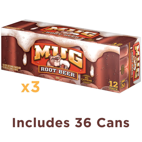 Pack 12 oz, 36 Mug Root Beer Soda, Fridge Bundle, fl Cans