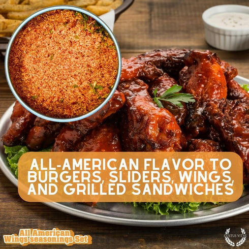 Set 6 Packed, All American Wing Seasoning | Authentic Small Batch Seasoning Mixes For Chicken Wings, Buffalo Wings