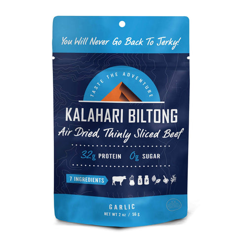 Garlic Kalahari Biltong, Air-Dried Thinly Sliced Beef, 2oz (Pack of 8), Sugar