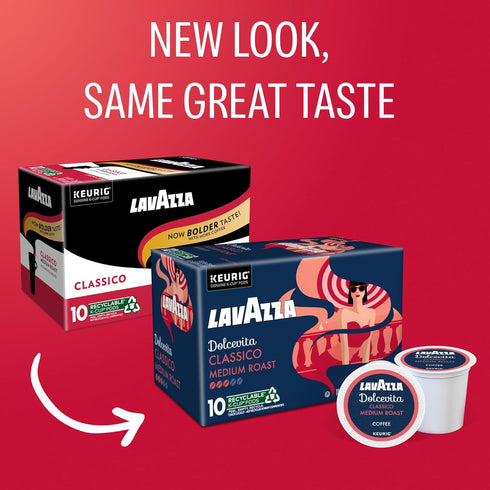 60-Count (6 Packs 10) Lavazza Dolcevita Classico, Single-Serve Keurig K-Cup Pods, Medium Roast Coffee, Box