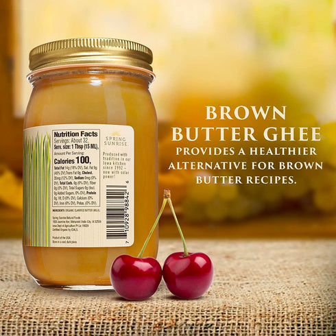 16 oz Spring Sunrise Organic Brown Ghee - Grass Fed Clarified Butter - Keto & Paleo Friendly, Lactose & Gluten Free