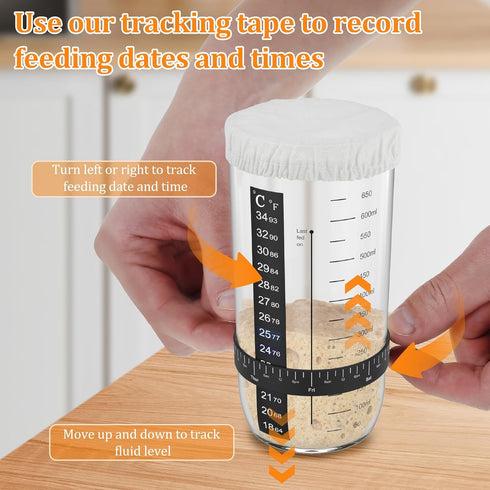 ZJRDYYK 7PCS Set, Sourdough Starter Jar Kit Replacement No Jar Included, Sourdough Date Marked Feeding Band, Sourdough