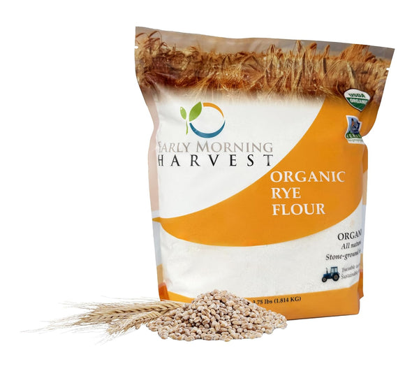 Early Morning Harvest Organic Rye Flour Made from Organic, Non-GMO Rye Stone
