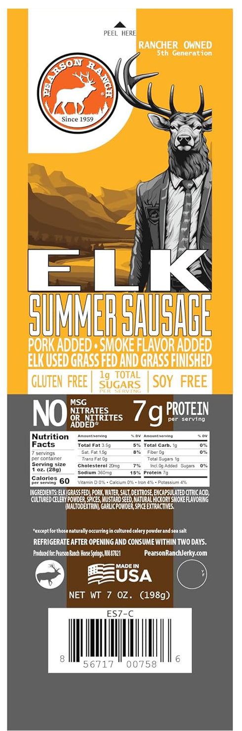 Summer Pack 3, 7 OZ PEARSON RANCH Wild Game Elk Sausage - Elk Sausage, Exotic Meat, Low-Carb, Gluten-Free, MSG-Free, No