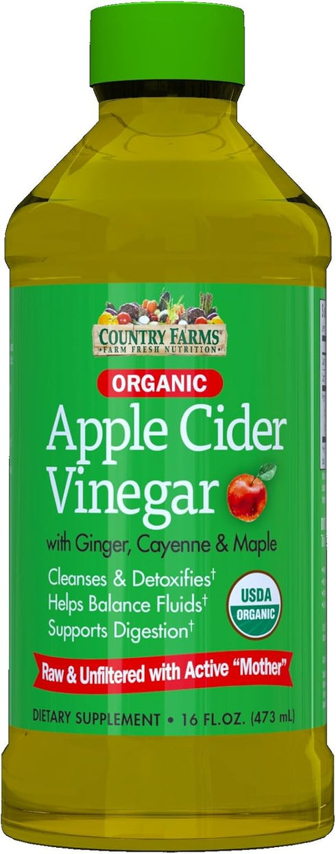 Country Farms Organic Apple Cider Vinegar With Ginger, Cayenne & Maple 16