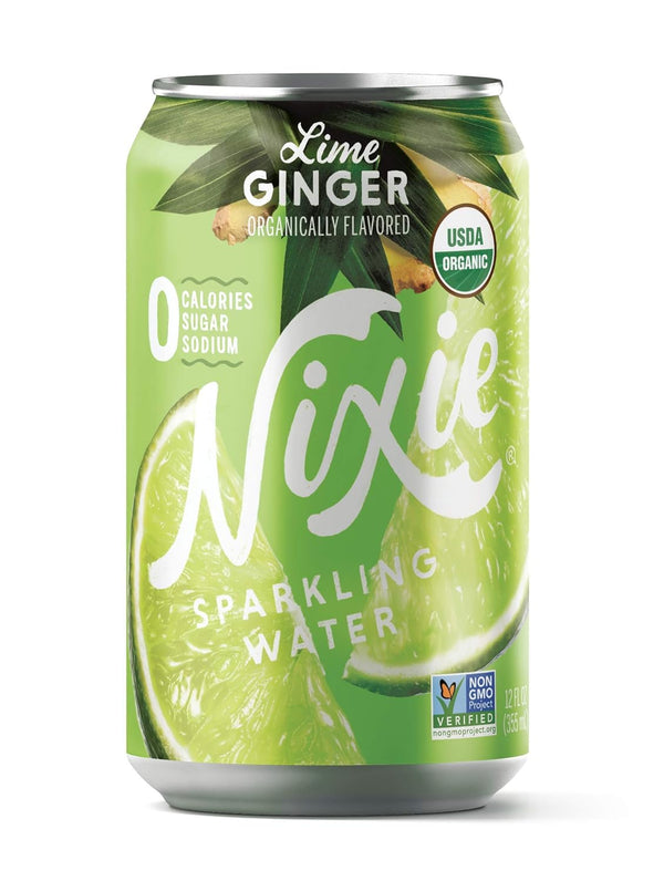 Nixie Sparkling Water, Lime Ginger | 12 fl oz cans, 24 pack
