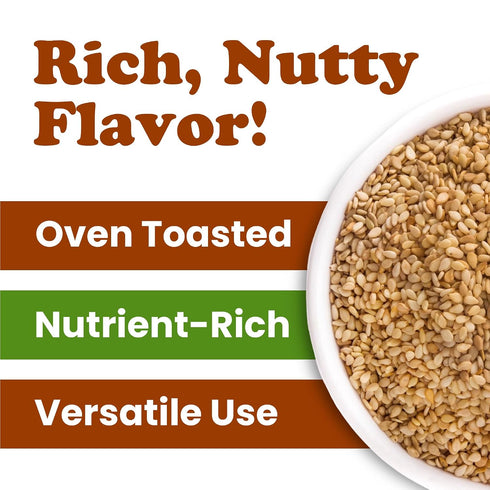 4 Food to Live Organic Toasted Hulled Sesame Seeds, Pounds Crunchy and Nutritious Snack, Oven Roasted, Unsalted, No Oil