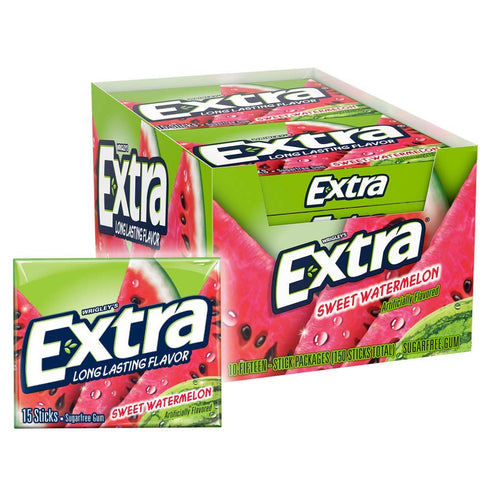 Extra Sweet Watermelon Sugarfree Gum, 15 Pieces (Pack of 10) - SET OF